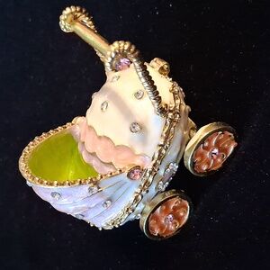 Faberge-style Baby Carriage Trinket Box